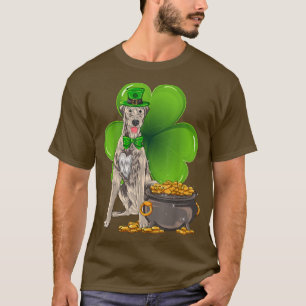 St Patrick's Day Irish Wolfhound Shamrock Pet Dog T-Shirt