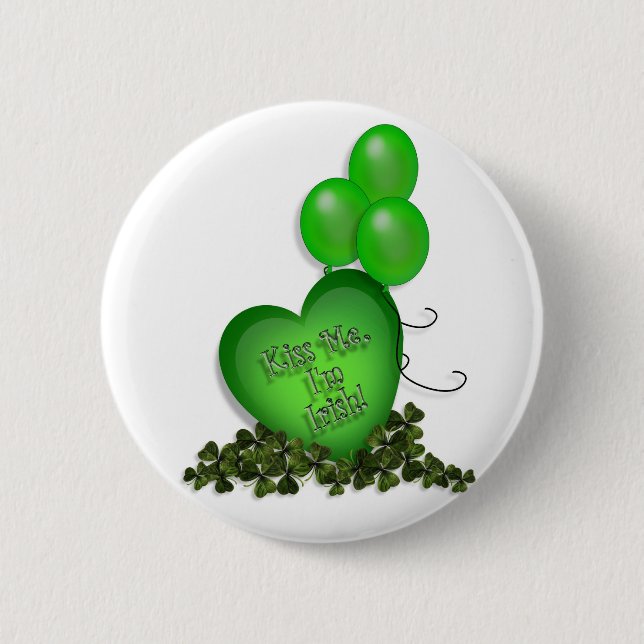 St Patricks Day Kiss me Im Irish Balloons 6 Cm Round Badge (Front)