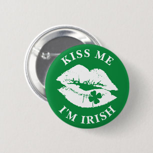 St Patricks Day Kiss Me I'm Irish Lucky Clover 6 Cm Round Badge