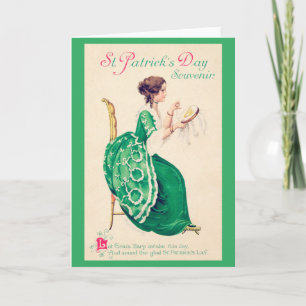 St. Patrick's Day Lady, Vintage Card