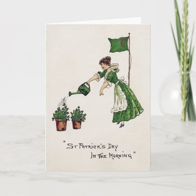St. Patrick's Day Lady, Vintage Card (Front)
