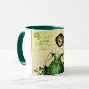St. Patrick's Day Lady, Vintage Mug
