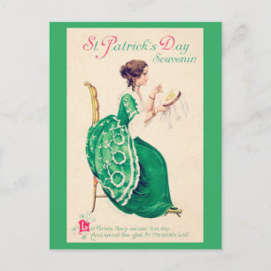 St. Patrick's Day Lady, Vintage Postcard