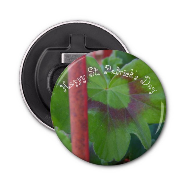 St. Patrick's Day Leaf Behind Pole Bottle Opener (Front)