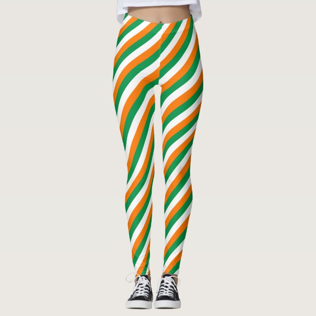 St Patricks Day leggings with Irish flag colours (Front)