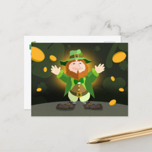 St. Patrick's Day Leprechaun and Gold Postcard
