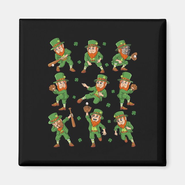 St Patricks Day Leprechaun Baseball Player Boys Gi Magnet (Front)
