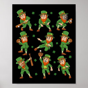 St Patricks Day Leprechaun Baseball Player Boys Gi Poster