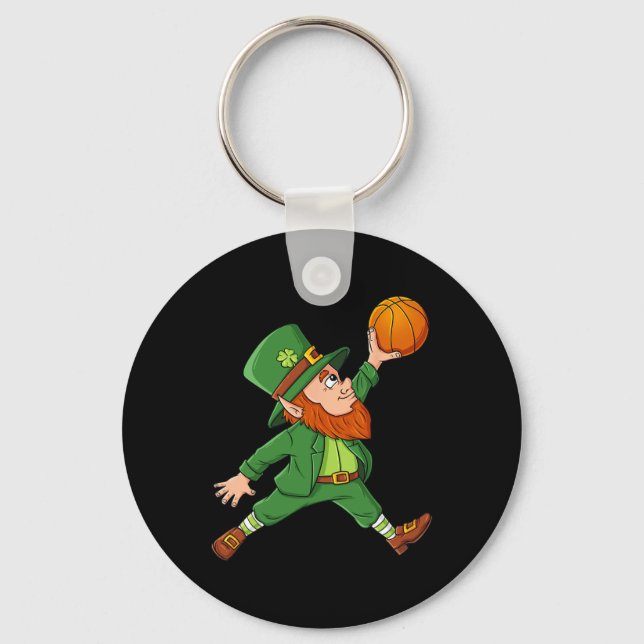 St Patricks Day Leprechaun Basketball Lucky Boys G Key Ring (Front)