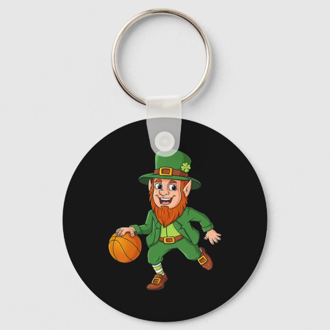 St Patricks Day Leprechaun Basketball Lucky Boys G Key Ring (Front)