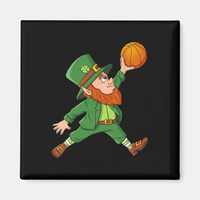 St Patricks Day Leprechaun Basketball Lucky Boys G Magnet (Front)