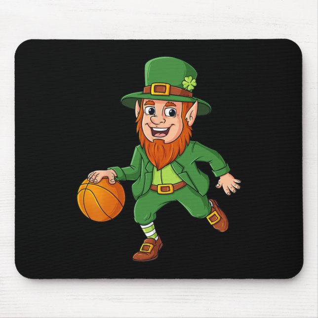 St Patricks Day Leprechaun Basketball Lucky Boys G Mouse Mat (Front)