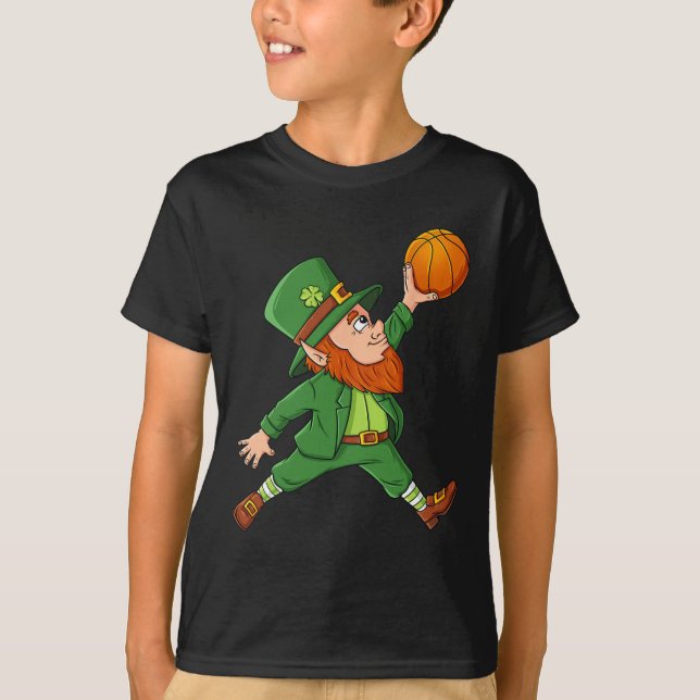 St Patricks Day Leprechaun Basketball Lucky Boys G T-Shirt (Front)