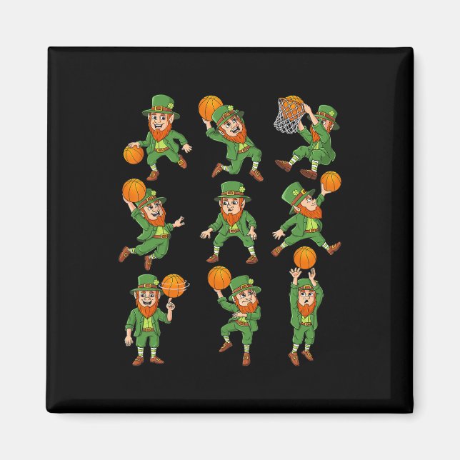 St Patricks Day Leprechaun Basketball Player Boys  Magnet (Front)