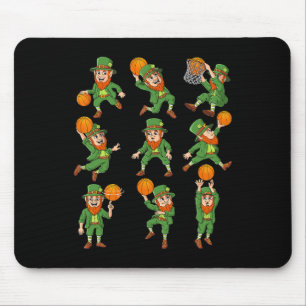 St Patricks Day Leprechaun Basketball Player Boys Mouse Mat