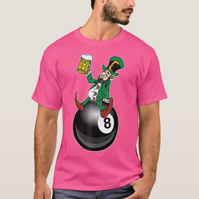 St Patrick'S Day Leprechaun Beer Pool Player Billi T-Shirt (Front)
