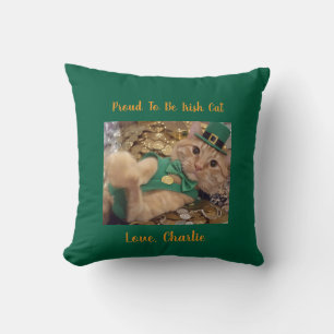 St Patrick's Day Leprechaun Cat  Cushion