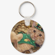 St Patrick's Day Leprechaun Cat Keychain