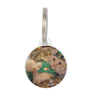 St Patrick's Day Leprechaun Cat Pet Tag