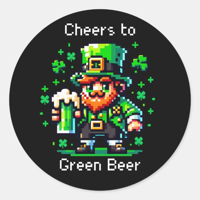 St Patrick's Day Leprechaun | Cheers to Green Beer Classic Round Sticker (Front)