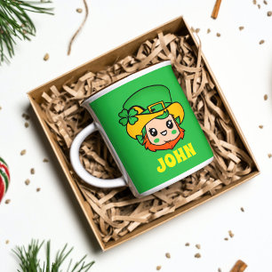 St. Patrick's Day Leprechaun Custom Kids Green Mug