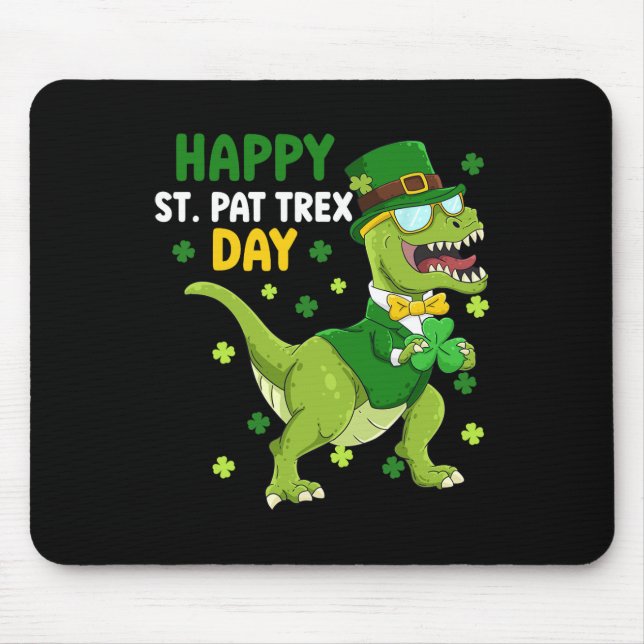 St Patricks Day Leprechaun Dinosaur Dino Happy St  Mouse Mat (Front)