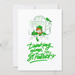 st patricks day leprechaun drinking alone invitation