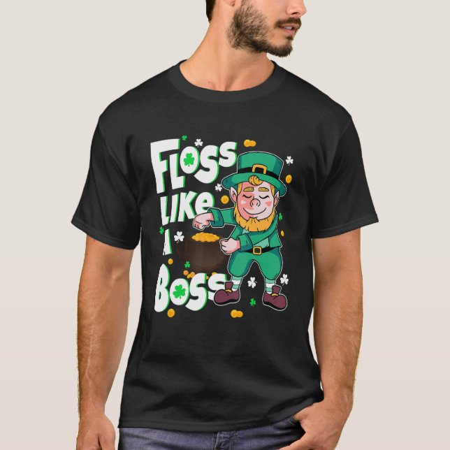 St Patricks Day Leprechaun Floss Like A Boss Girl  T-Shirt (Front)