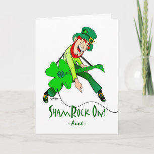 St. Patrick's Day Leprechaun for Aunt, ShamRock On Card