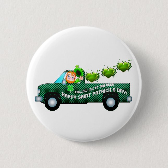 St Patricks Day Leprechaun Funny Drinking Beer 6 Cm Round Badge (Front)