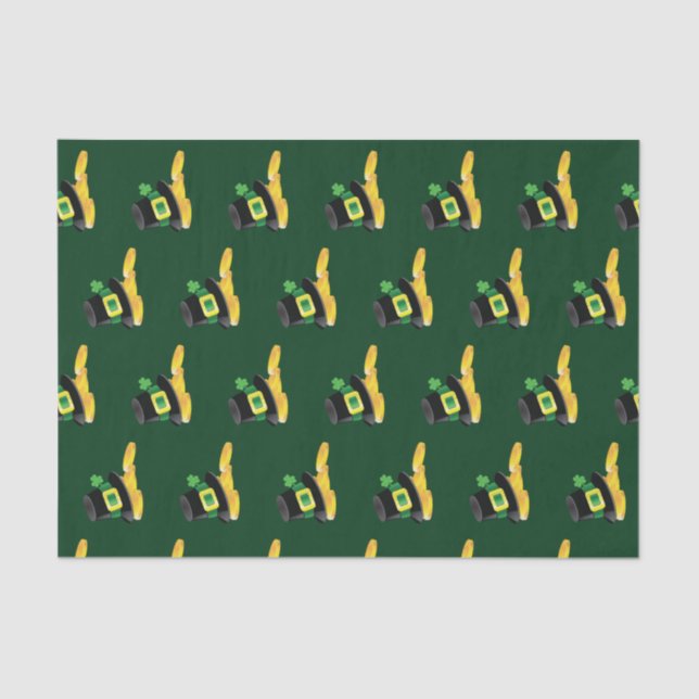 St. Patrick's Day Leprechaun Hat & Gold Coins Tissue Paper (Front)