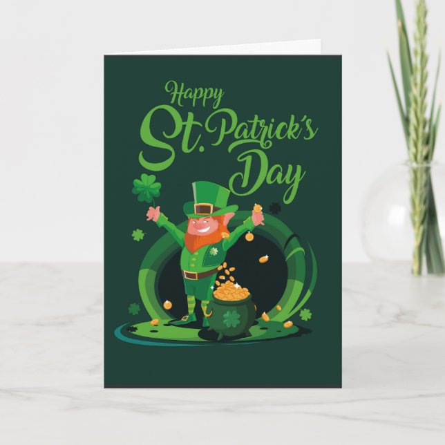 St. Patrick's Day Leprechaun holiday card (Front)