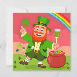 St. Patrick's Day Leprechaun Illustration Holiday Card