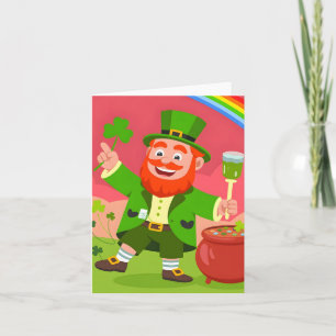 St. Patrick's Day Leprechaun Illustration Holiday Card