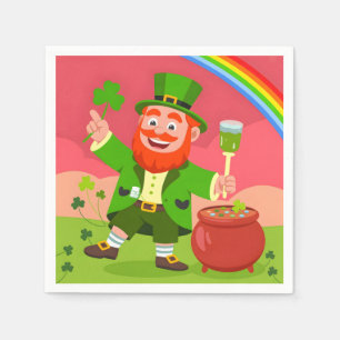 St. Patrick's Day Leprechaun Illustration  Napkin