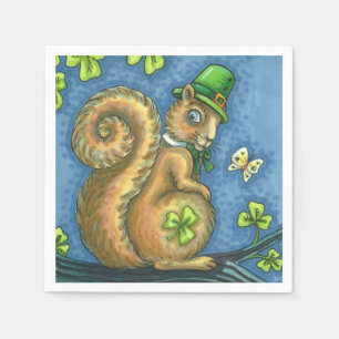 ST. PATRICK'S DAY LEPRECHAUN IRISH SQUIRREL, Lucky Napkin