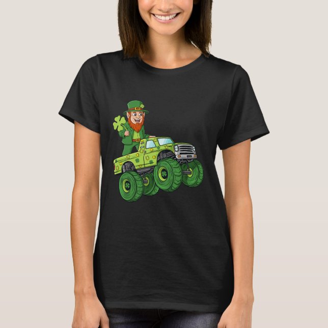 St Patricks Day Leprechaun Monster Truck Lucky Boy T-Shirt (Front)
