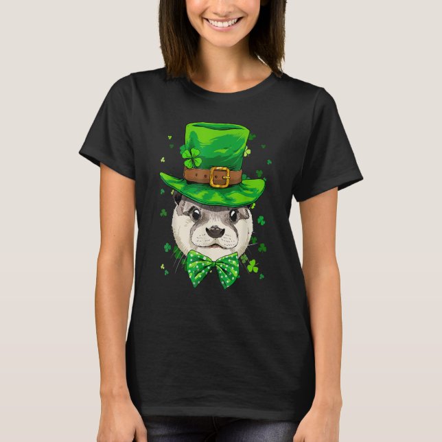 St Patrick's Day Leprechaun Otter Shamrock Otter I T-Shirt (Front)