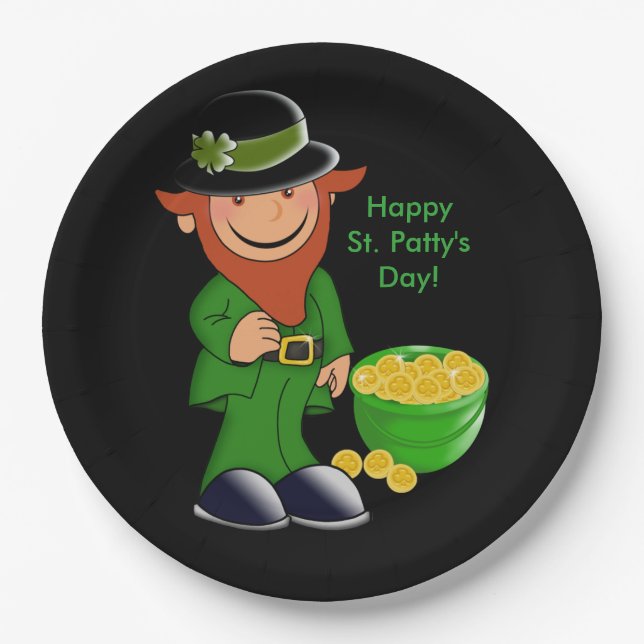 St. Patrick's Day, Leprechaun Paper Plates 9" (Front)