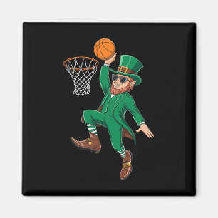 St. Patricks Day Leprechaun Playing Sketll Player Magnet