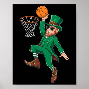 St. Patricks Day Leprechaun Playing Sketll Player Poster
