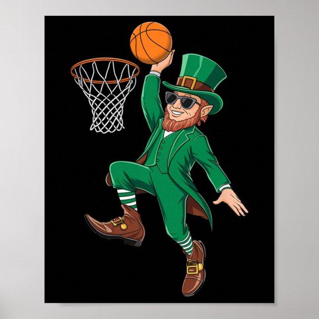 St. Patricks Day Leprechaun Playing Sketll Player  Poster (Front)