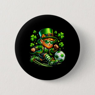 St Patricks Day Leprechaun Playing Soccer Sport Me 6 Cm Round Badge
