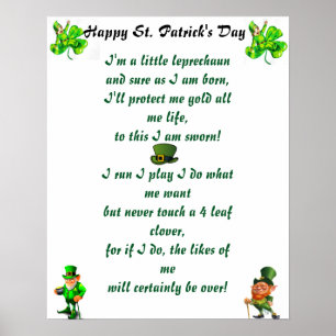 ST. PATRICK'S DAY LEPRECHAUN POEM POSTER