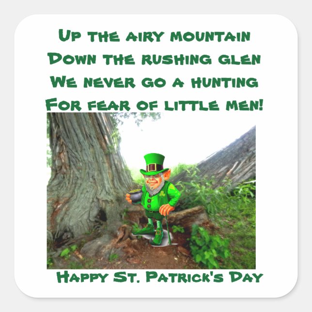 ST. PATRICK'S DAY LEPRECHAUN POEM stickers (Front)