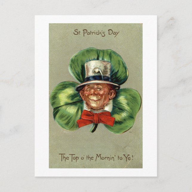 St Patrick's Day Leprechaun Repro Vintage 1908 Postcard (Front)
