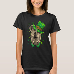 St Patrick's Day Leprechaun Rhinoceros Shamrock Ir T-Shirt