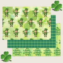 St. Patrick's Day Leprechaun Shamrocks Green Plaid