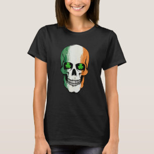 St Patricks Day  Leprechaun Skull Irish Ireland Fl T-Shirt