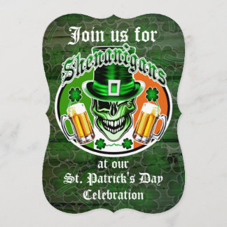 St. Patrick's Day Leprechaun Skull: Shenanigans Invitation